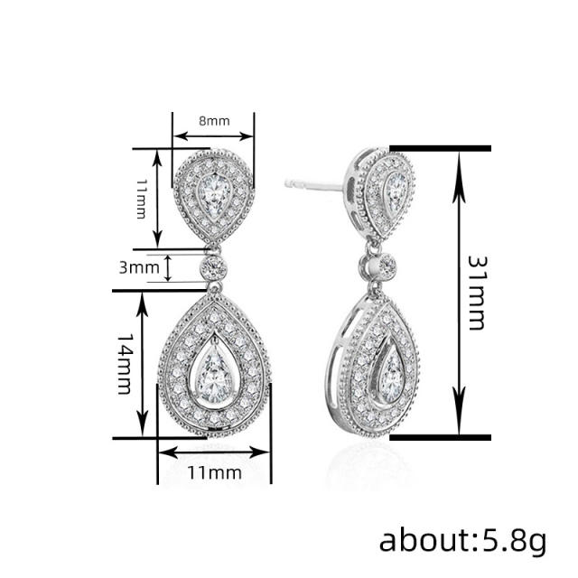Light Luxury Water Drop Earrings Evening Dress Wedding Accessories