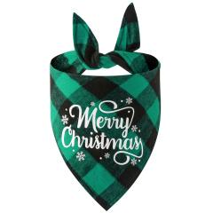New Christmas pet cotton red black green black plaid pet dog bandana