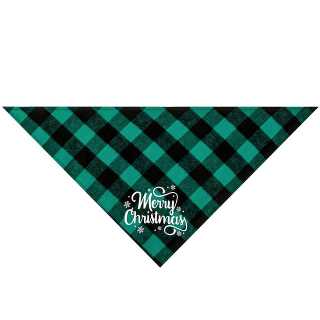 New Christmas pet cotton red black green black plaid pet dog bandana