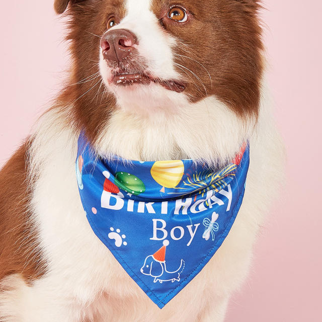Pet birthday saliva towel dog triangle towel pet bandana