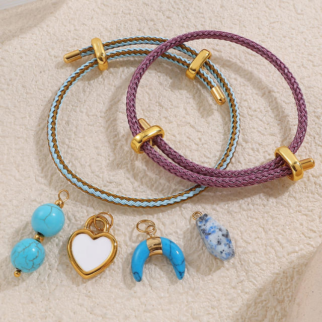 18KG diy charm colorful rope stainless steel bangle band