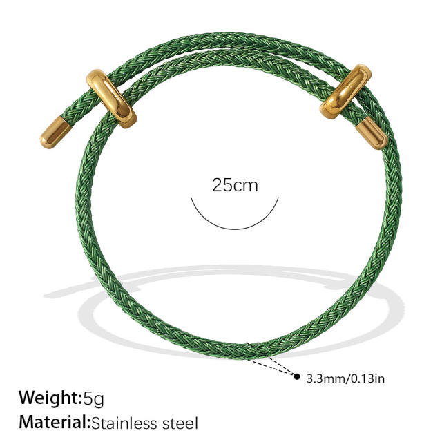 18KG diy charm colorful rope stainless steel bangle band