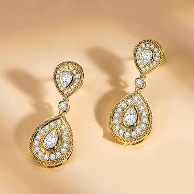 Light Luxury Water Drop Earrings Evening Dress Wedding Accessories