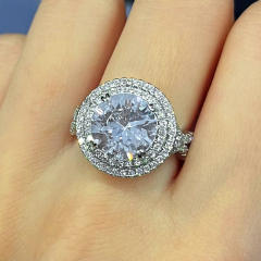 Wedding ring copper plated platinum hand inlaid zircon ring