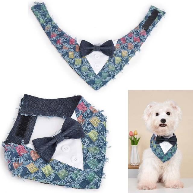 New Denim Casual Tassel Pet Party Decoration Suit Pet Dog bandana