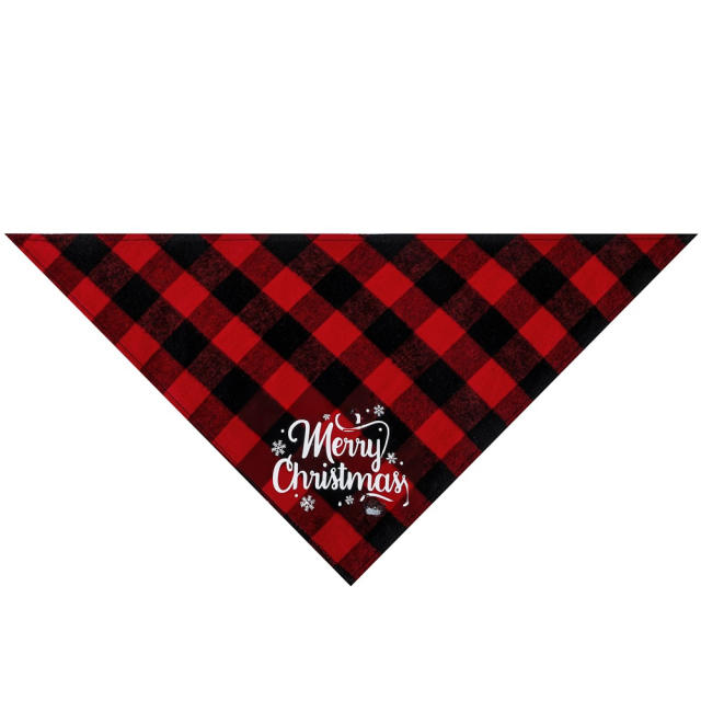 New Christmas pet cotton red black green black plaid pet dog bandana