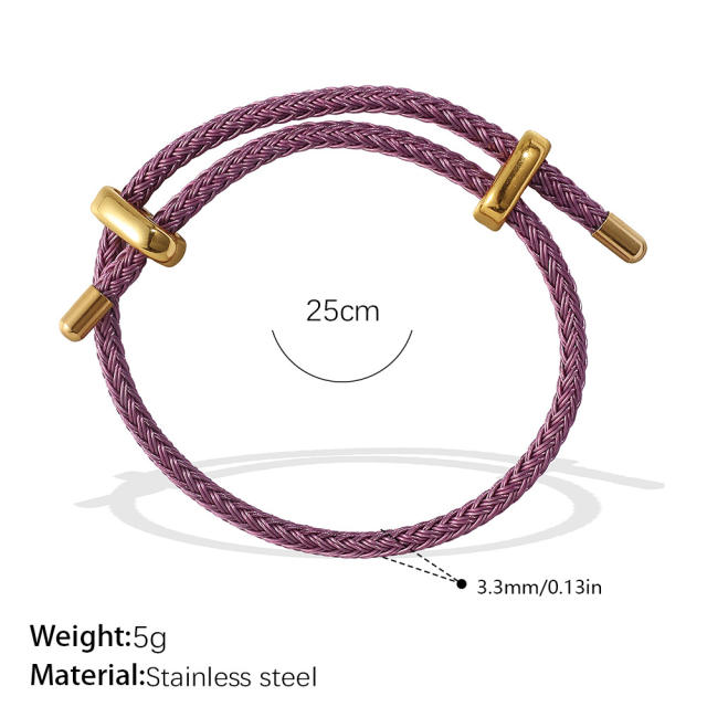 18KG diy charm colorful rope stainless steel bangle band