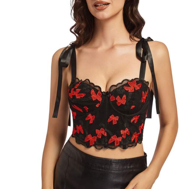 New Butterfly Embroidered Strap Outer Wearing Inner Wearing corset tops