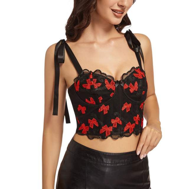 New Butterfly Embroidered Strap Outer Wearing Inner Wearing corset tops