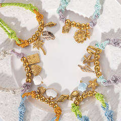 Beach Style stainless steel Shell Flower Conch charm Braided Bracelet Women's Jewelry