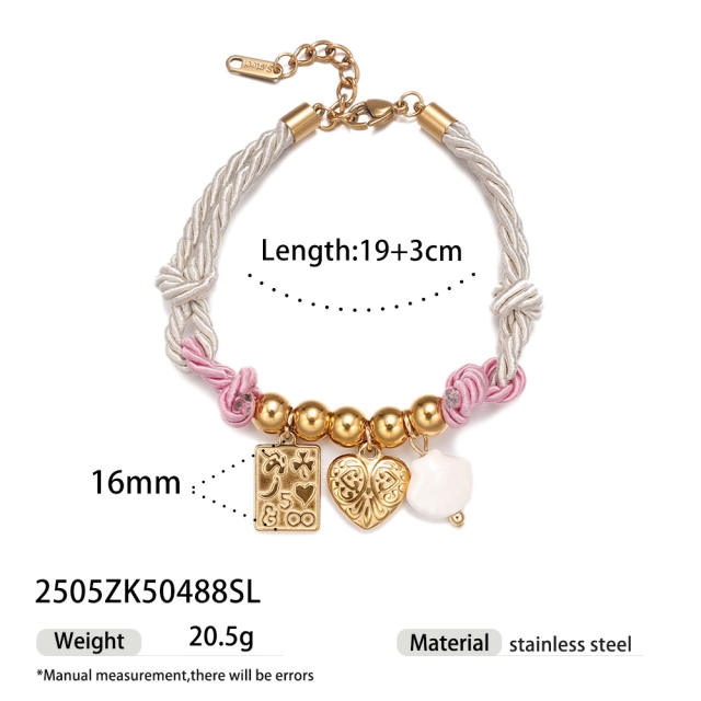 Beach Style stainless steel Shell Flower Conch charm Braided Bracelet Women's Jewelry