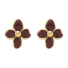 New French Flower Four-Petal Stainless Steel Earrings for Women