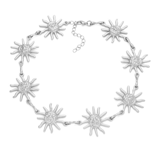 8K Gold Vacuum Electroplated Titanium Steel Choker Necklace Light Luxury Fashionable Sun Necklace