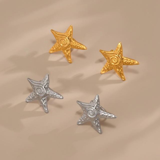 18KG summer starfish stainless steel ear cuff