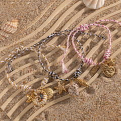 New Creative Ocean Series Stainless Steel Bracelet Girls Ceramic Conch Titanium Steel charm Hand Jewelry