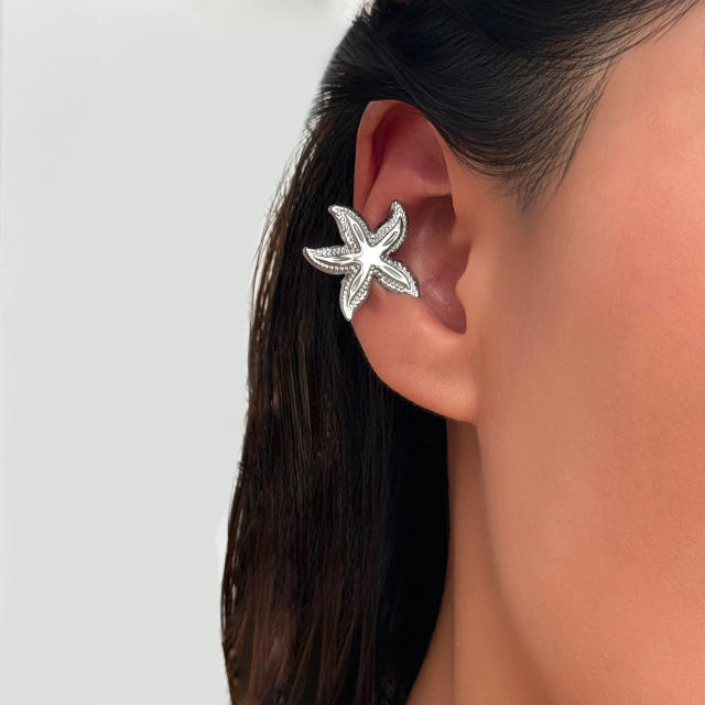 18KG boho starfish stainless steel ear cuff