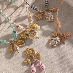 New Creative Ocean Series Stainless Steel Bracelet Girls Ceramic Conch Titanium Steel charm Hand Jewelry