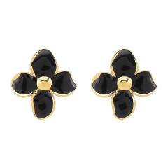 New French Flower Four-Petal Stainless Steel Earrings for Women