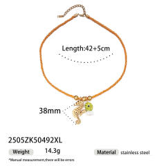 Simple Ocean Element stainless steel Shell Colorful Rope Pendant Necklace Jewelry