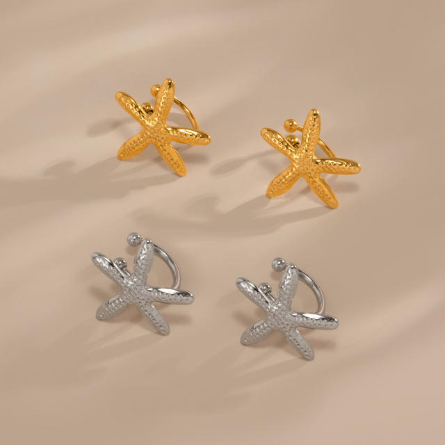 18KG summer holiday vacation starfish stainless steel ear cuff