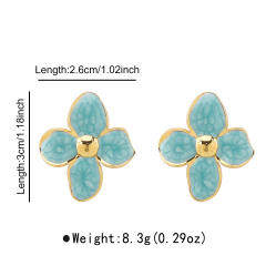 New French Flower Four-Petal Stainless Steel Earrings for Women