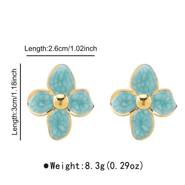 New French Flower Four-Petal Stainless Steel Earrings for Women