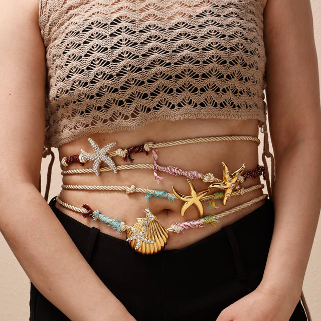 Multi function stainless Steel shell starfish Necklace waist chain belt