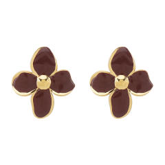 New French Flower Four-Petal Stainless Steel Earrings for Women