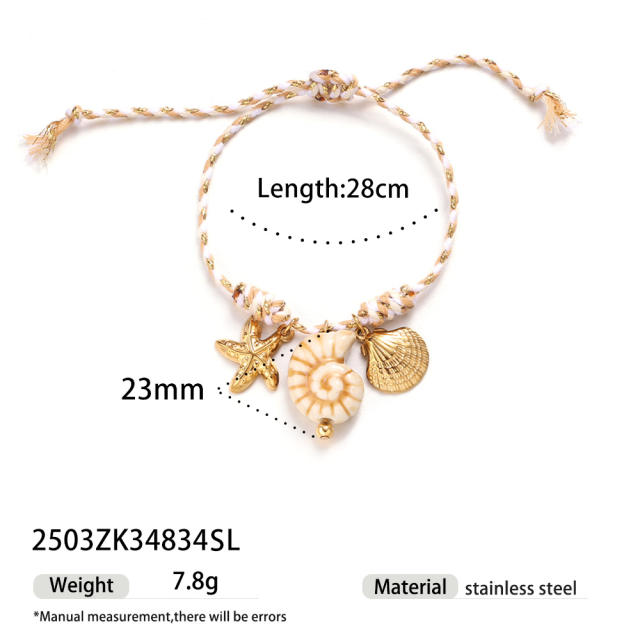 New Creative Ocean Series Stainless Steel Bracelet Girls Ceramic Conch Titanium Steel charm Hand Jewelry