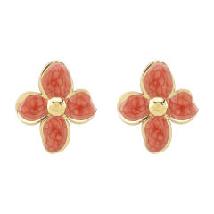 New French Flower Four-Petal Stainless Steel Earrings for Women
