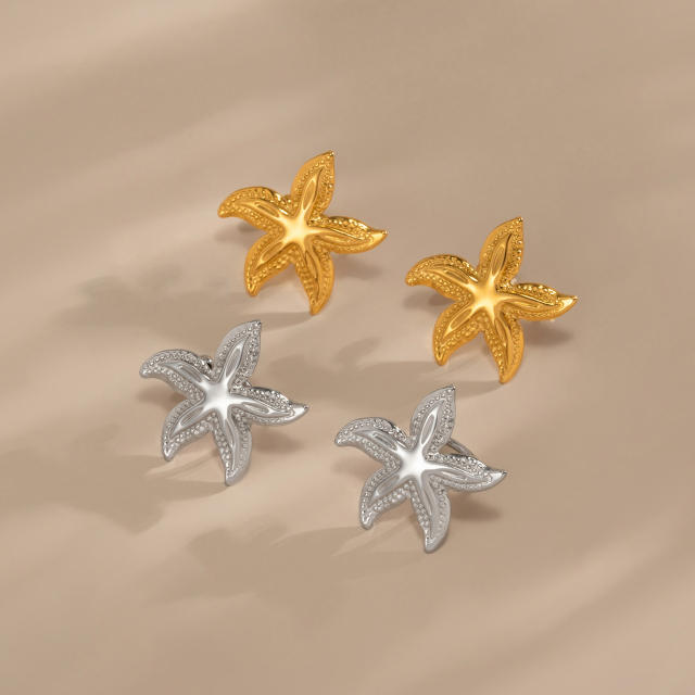 18KG boho starfish stainless steel ear cuff