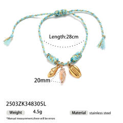 New Creative Ocean Series Stainless Steel Bracelet Girls Ceramic Conch Titanium Steel charm Hand Jewelry