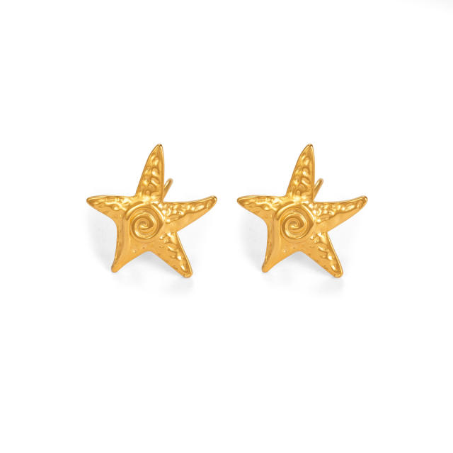 18KG summer starfish stainless steel ear cuff
