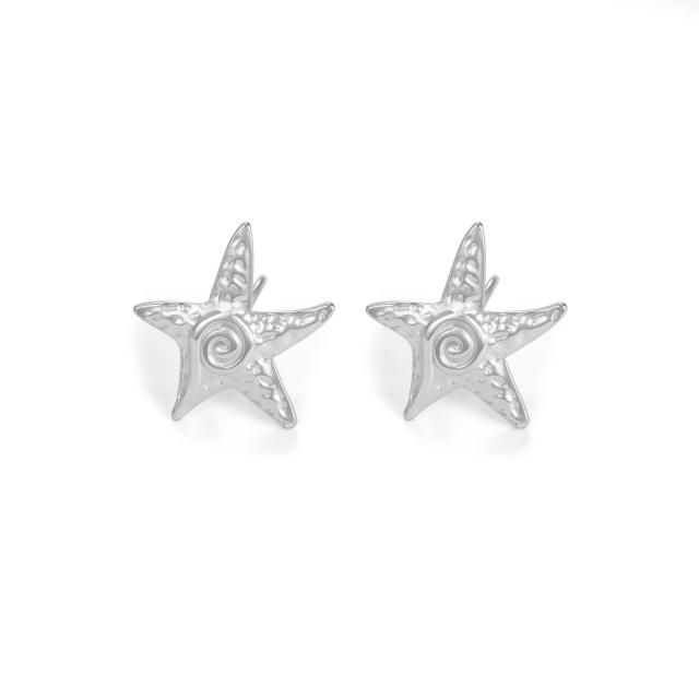 18KG summer starfish stainless steel ear cuff