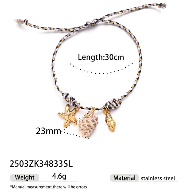 New Creative Ocean Series Stainless Steel Bracelet Girls Ceramic Conch Titanium Steel charm Hand Jewelry