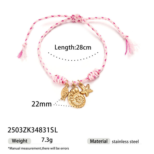 New Creative Ocean Series Stainless Steel Bracelet Girls Ceramic Conch Titanium Steel charm Hand Jewelry