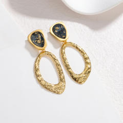Hammer pattern geometric circle stainless steel earrings