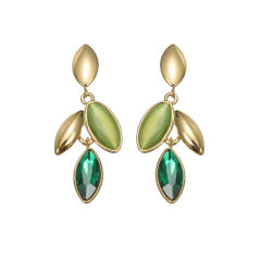 Concise colorful leaf design stainless steel earrings