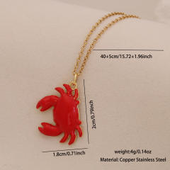 Colorful enamel starfish conch pendant stainless steel chain necklace beach vacation jewelry