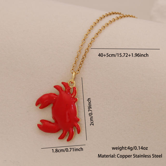 Colorful enamel starfish conch pendant stainless steel chain necklace beach vacation jewelry
