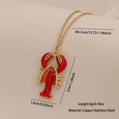 Colorful enamel starfish conch pendant stainless steel chain necklace beach vacation jewelry