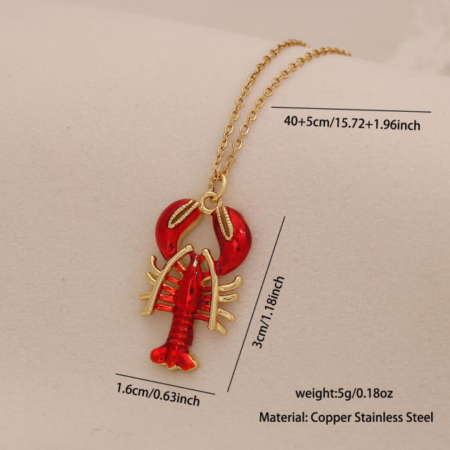 Colorful enamel starfish conch pendant stainless steel chain necklace beach vacation jewelry