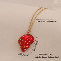 Colorful enamel starfish conch pendant stainless steel chain necklace beach vacation jewelry
