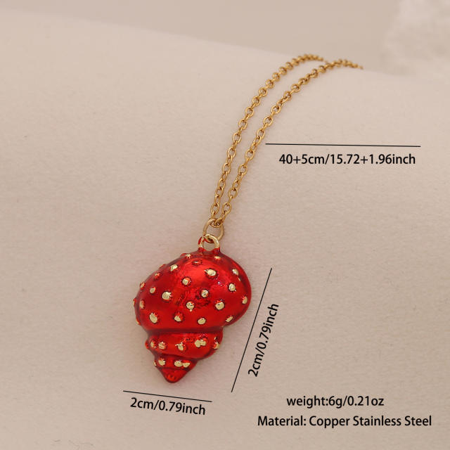 Colorful enamel starfish conch pendant stainless steel chain necklace beach vacation jewelry