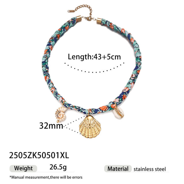 Stainless Steel Pendant Necklace SimpleColorful Small Fresh Thick Rope Shell Conch Necklace for Women