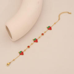 Cute strawberry stainless steel choker necklace