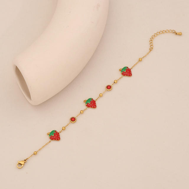 Cute strawberry stainless steel choker necklace