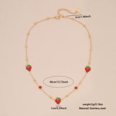 Cute strawberry stainless steel choker necklace