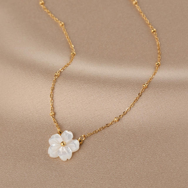 Holiday shell flower stainless steel necklace bracelet rings suit
