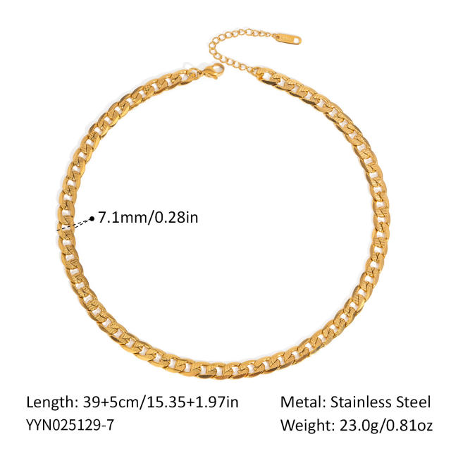 Thick cuban link chain stainless steel necklace bracelet suit DIY charm chain